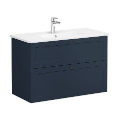 Vitra Root Classic 68888 Lavabo Dolabı, İki Çekmeceli, 100 Cm, Mat Lacivert, Yuvarlak Lavabolu